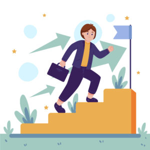 Visual representation of career growth as a professional climbs higher